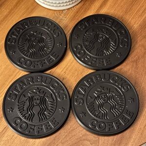 Starbucks Coffee Coaster 1988 Umbra Siren Logo Black Rubber Vintage (Set of 4)